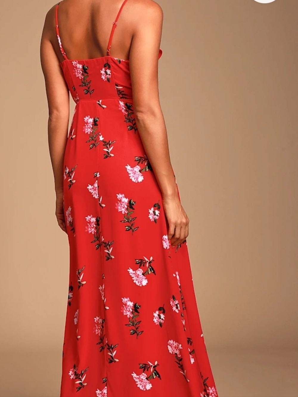 Lulu's Red Floral Ruffle Maxi Dress - Picture 2 of 3